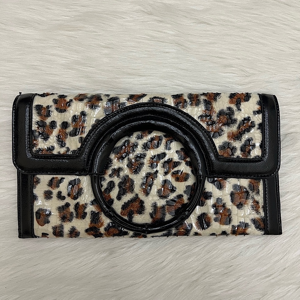 JOAN RIVERS - BLACK BROWN TAN CLASSICS COLLECTION CLUTCH - Picture 3 of 11